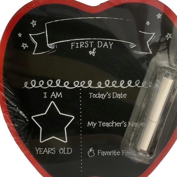 Apple Shaped First Day of School Chalkboard Blackboard Sign Chalk Customizable - Picture 2 of 9